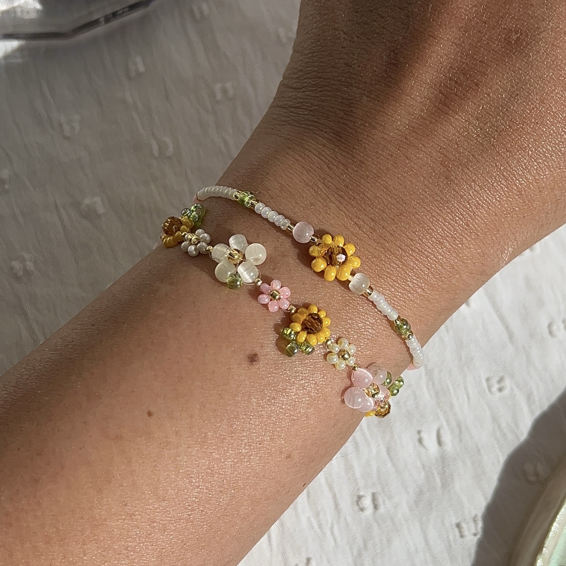 floral miyuki bead necklace and bracelet set