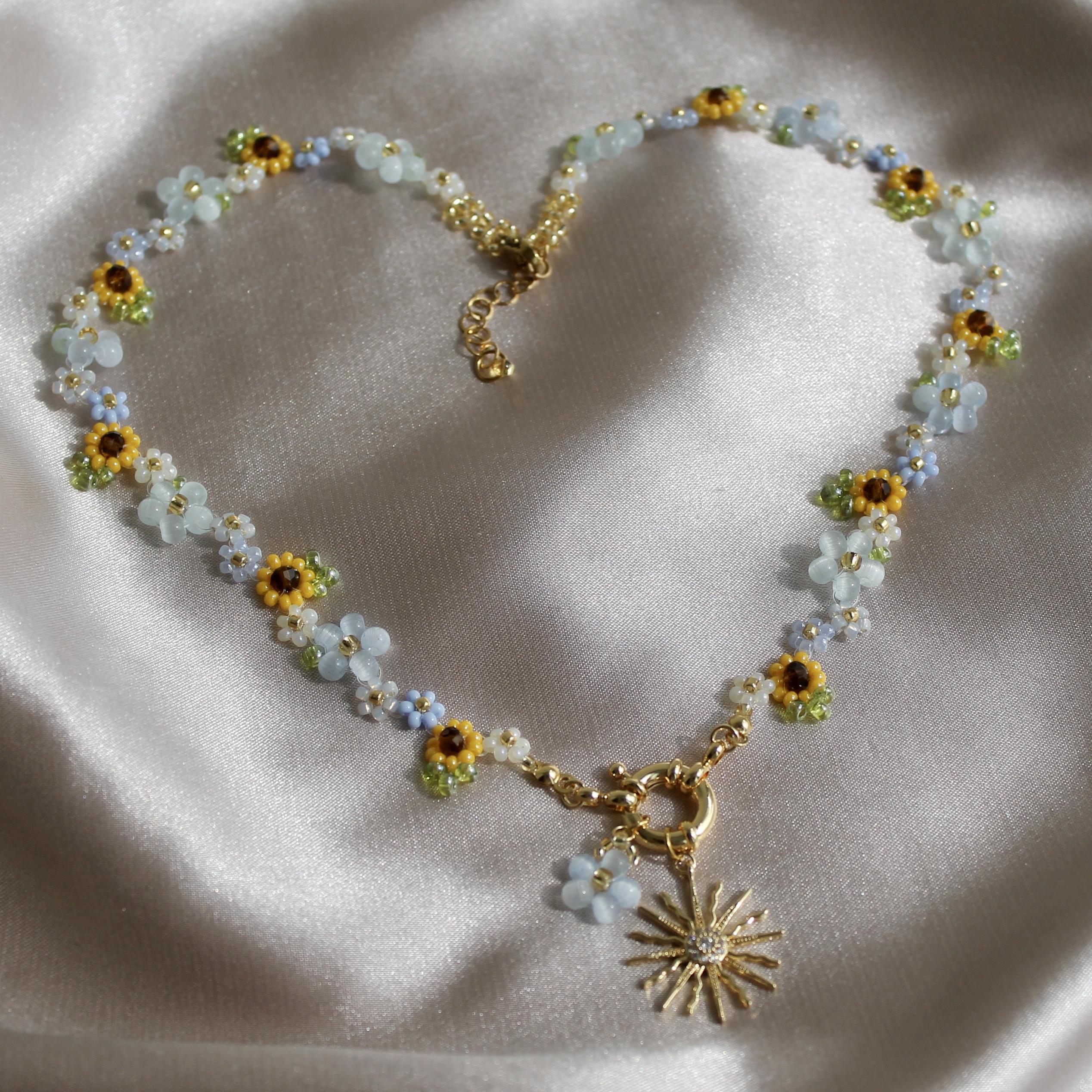 interchangeable charm necklace sun and flower pendant
