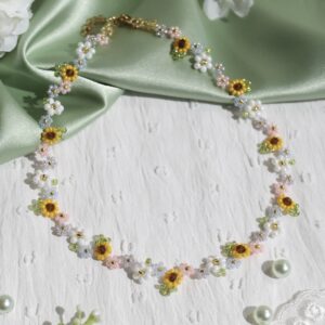 pastel sunflower floral choker necklace