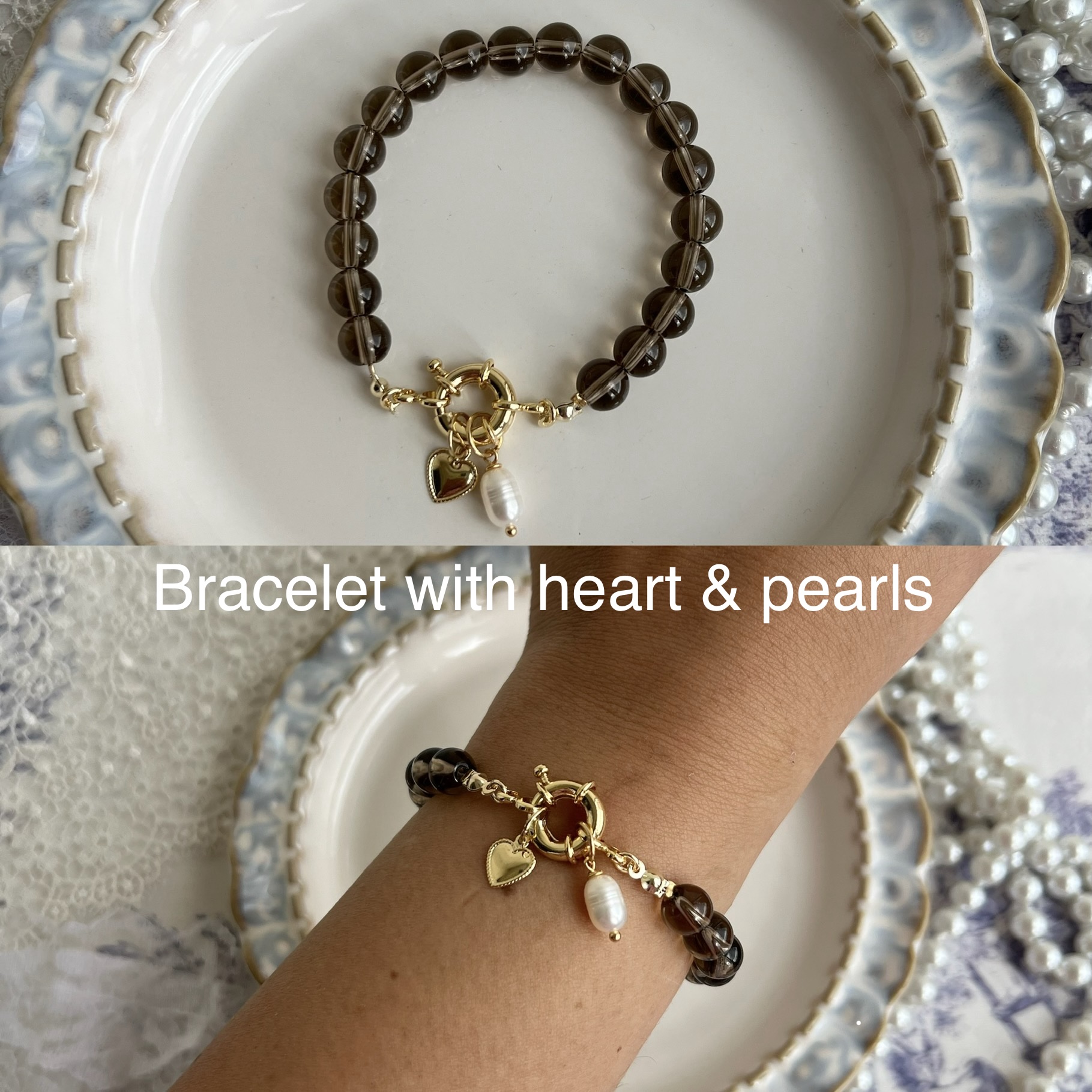 White floral fall bracelet with adjustable chain