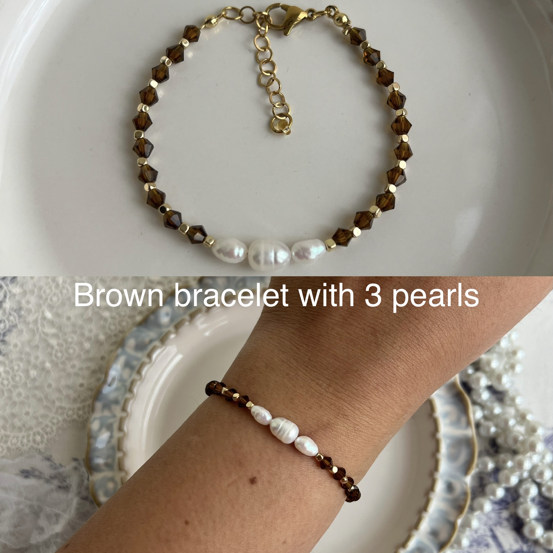 Five stone fall beaded bracelet with lobster clasp